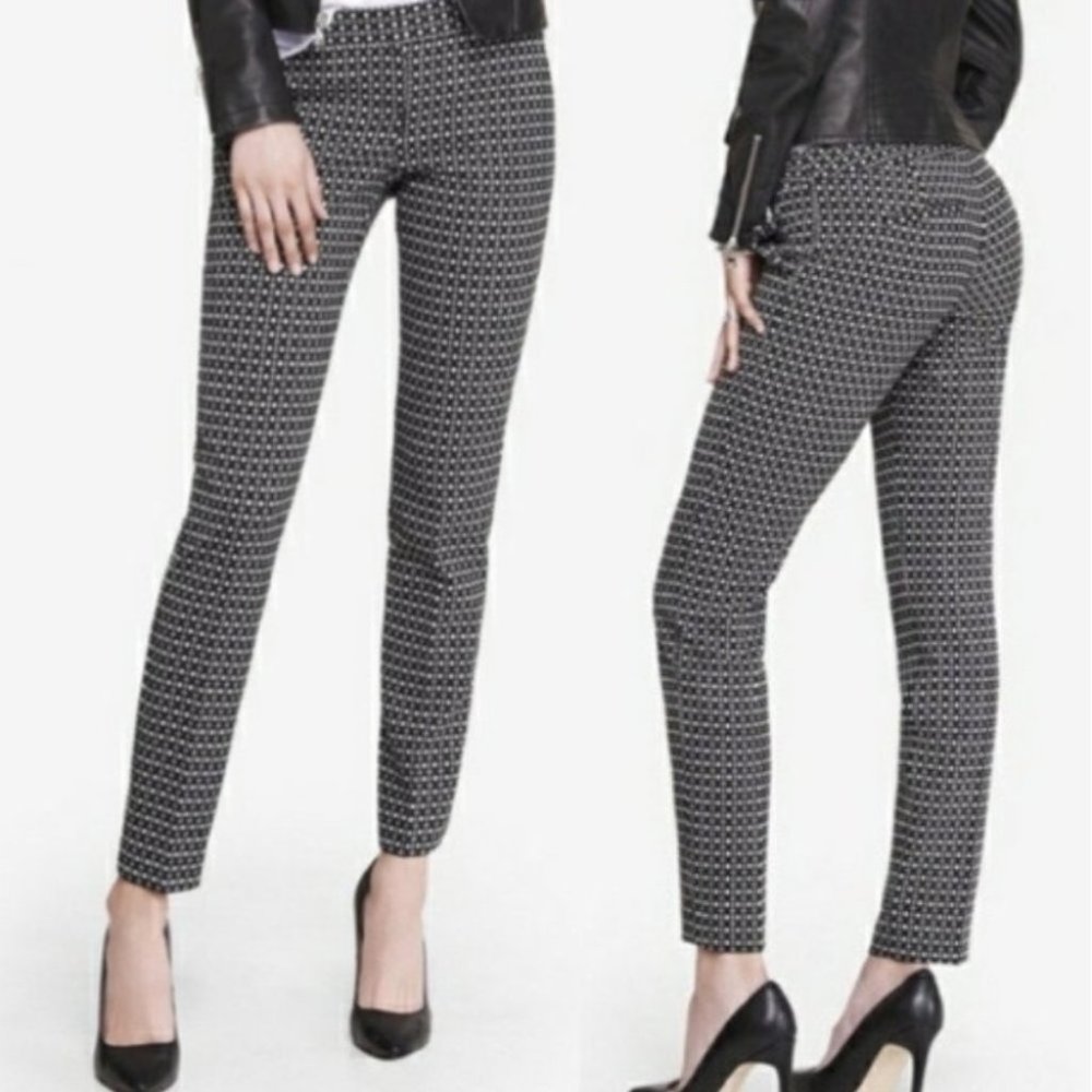 Express Black & White Check Columnist Ankle Pants